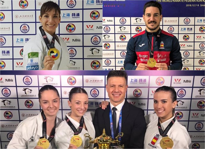 Sandra Sánchez, Damián Quintero y el equipo femenino de kata, oro en Shanghái