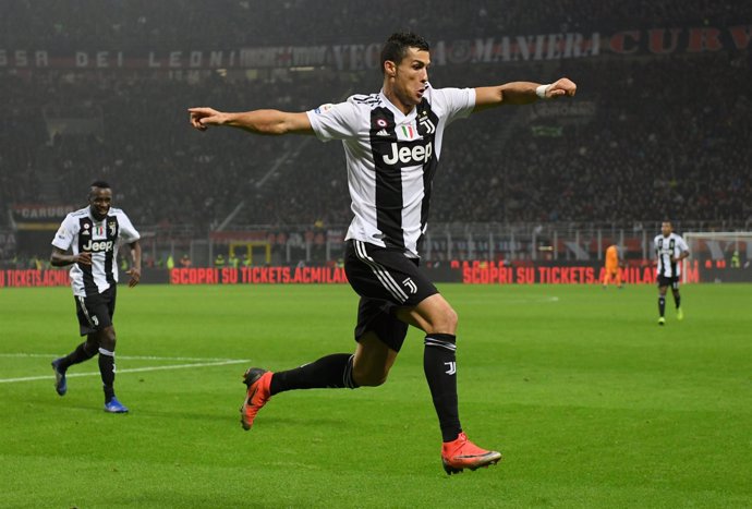 El jugador Cristiano Ronaldo en el partido Juve-Milán