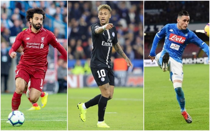 Salah (Liverpool), Neymar (PSG) y Callejón (Nápoles)