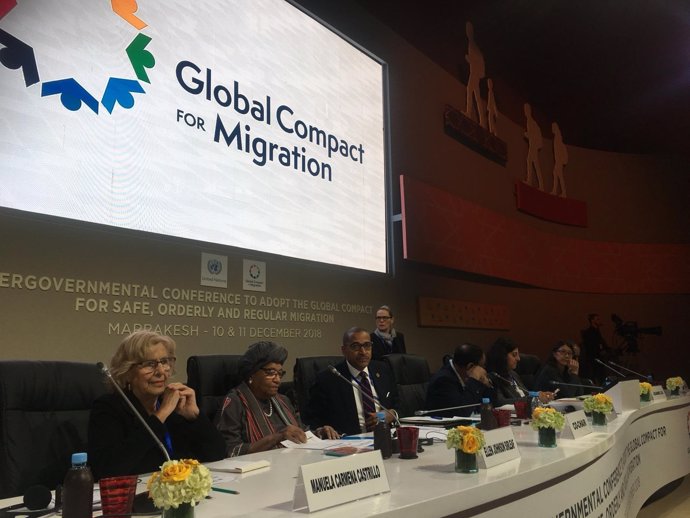 Manuela Carmena en en la cumbre del Pacto Mundial para la Migración