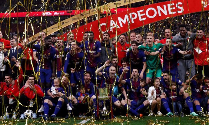 El FC Barcelona celebra la Copa del Rey 2018