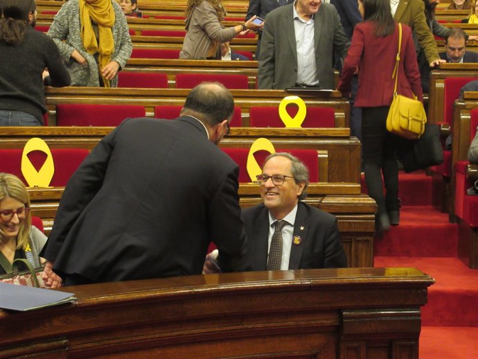El president Quim Torra en el ple del Parlament