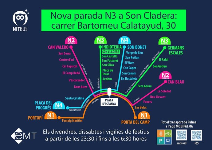 Nueva parada del 'Nit Bus' en Son Cladera