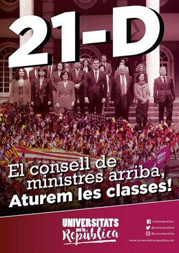 Cartel del paro propuesto por Universitats per la República por el 21D