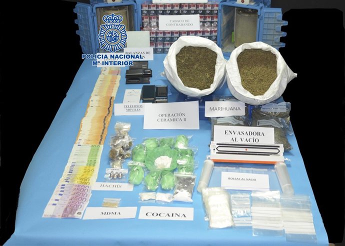 Droga y dinero incautado por la Policía