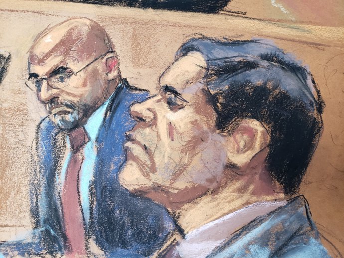 Ilustración del juicio contra 'El Chapo' en Estados Unidos