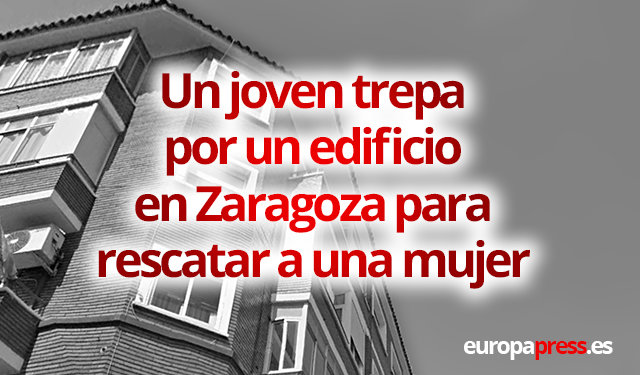 Un joven trepa por un edificio para rescatar a una mujer