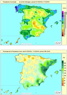 Año hidrológico 2018-2019 del 1 de octubre al 11 de diciembre