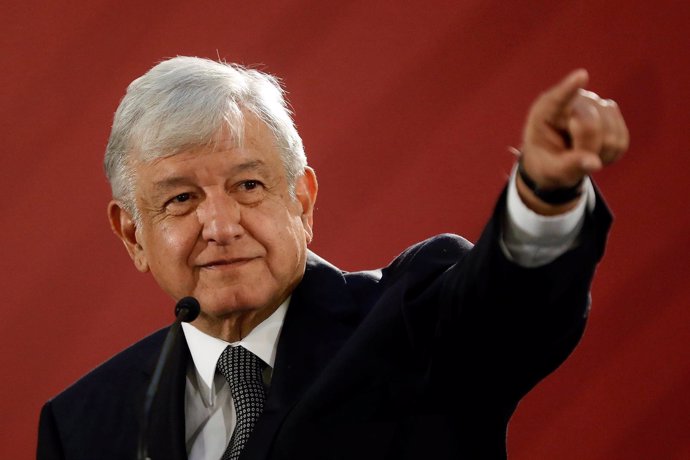 Mexico's new President Andres Manuel Lopez Obrador holds a news conference at Na