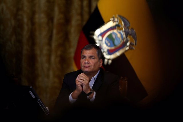 Ecuador's President Rafael Correa gives a a news conference in Quito, Ecuador, F