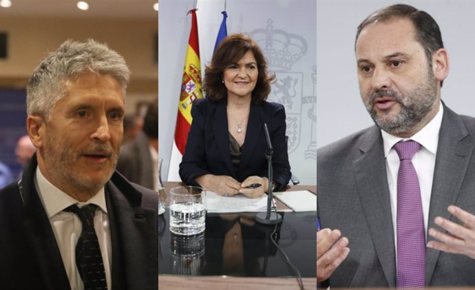 Los ministros Fernando Grande-Marlaska, Carmen Calvo y José Luis Ábalos