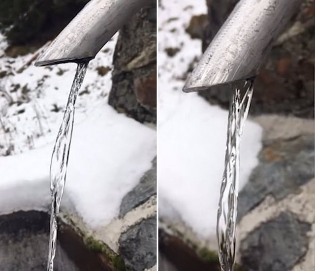 Agua que parece congelada