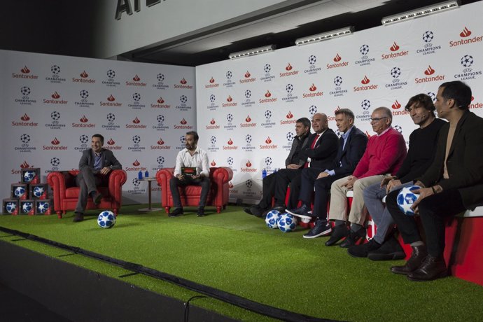 Sanchís, Julio Salinas y Pantic en las Santander UEFA Champions League Talks