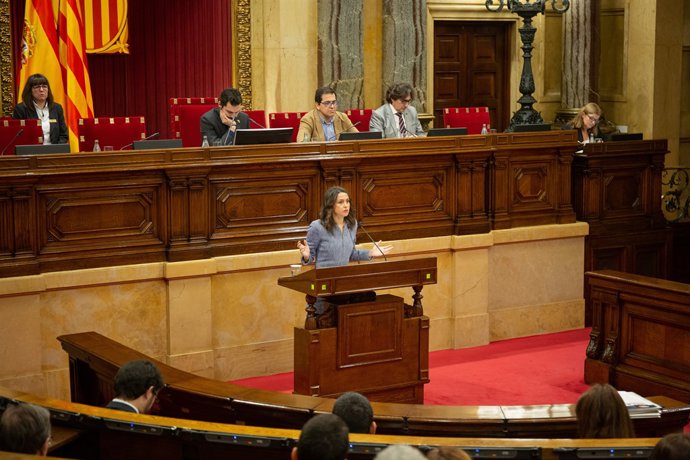 La líder de Cs a Catalunya,  Inés Arrimadas, en el ple del Parlament
