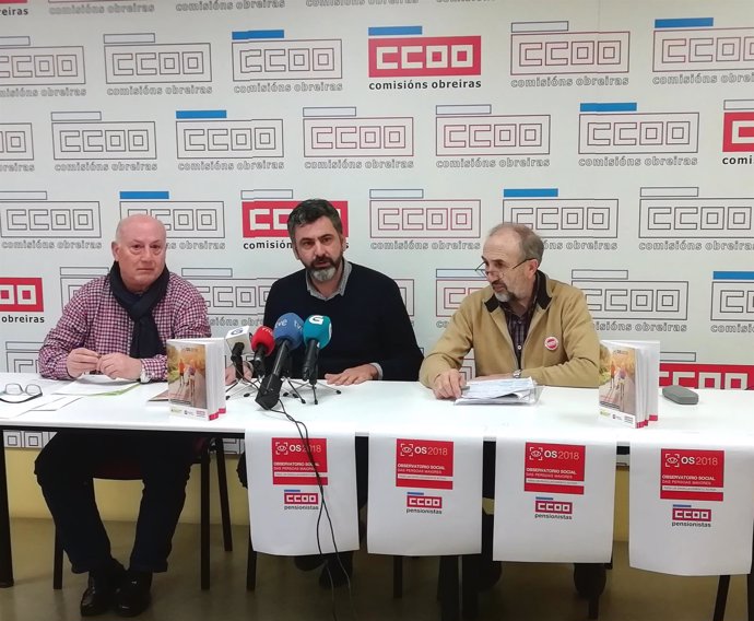 Ramón Sarmiento, Carlos Mella e Julián Gutiérrez, de Comisións Obreiras (CC.OO.)