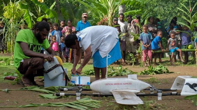 Entrega de vacuna mediante dron en Vanuatu
