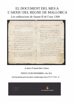 Cartel presentación ordenanzas Jaime II