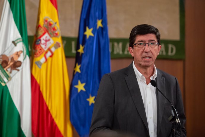 Intervención a los medios del lider de Ciudadanos en Andalucía, Juan Marín.