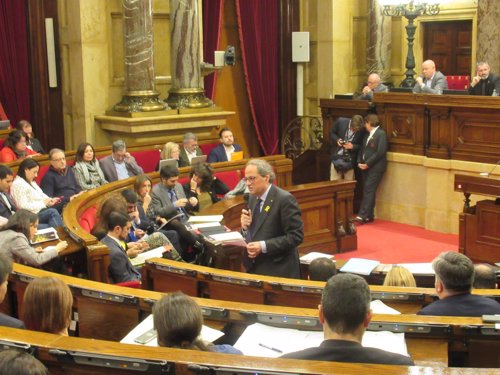 El presidente de la Generalitat, Quim Torra, en el pleno del Parlament