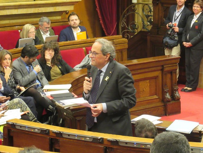 El president de la Generalitat, Quim Torra, al ple del Parlament