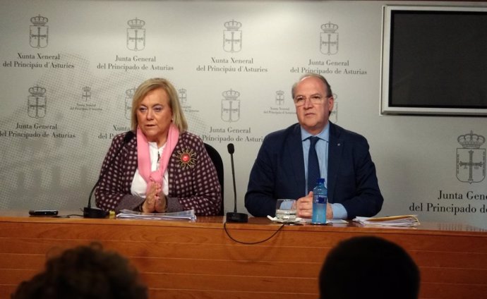 La presidenta del PP de Asturias, Mercedes Fernández, y el diputado Cuervas-Mons