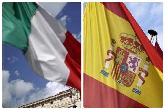 Banderas de España e Italia