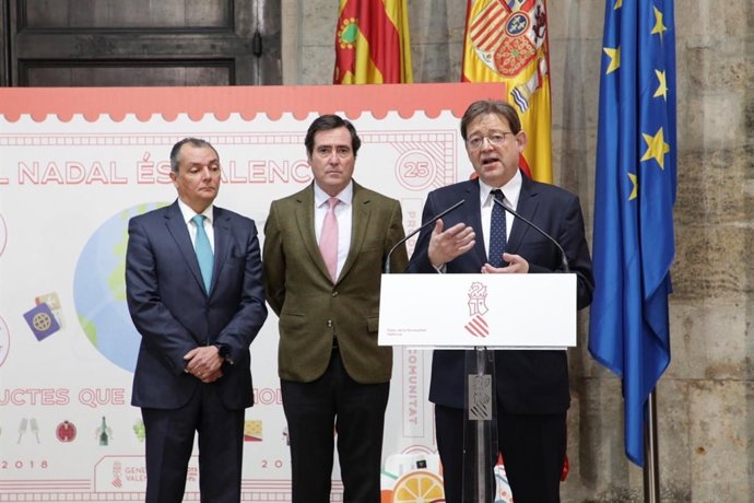Puig, con Navarro y Garamendi se reúnen en el Palau de la Generalitat
