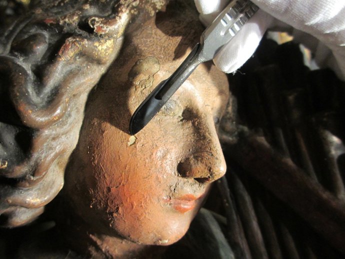 Detalle de la restauración del Belén de la Sang