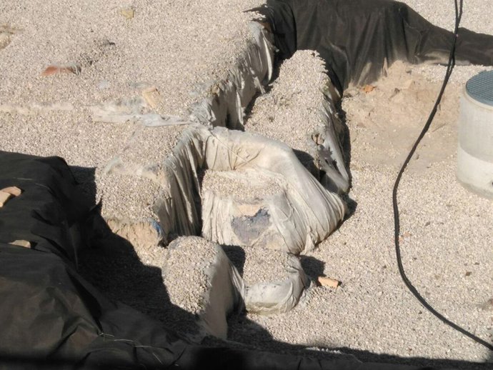 Imágenes de las roturas en el geotextil