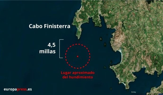 Zona del naufragio cerca de Fisterra