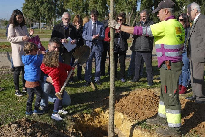 El delegado de Parques y Jardines, David Guevara,  en la plantación.