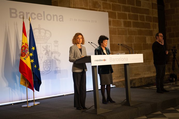 Roda de premsa d'I.Celaá i M.Batet després del Consell de Ministres a Barcelona