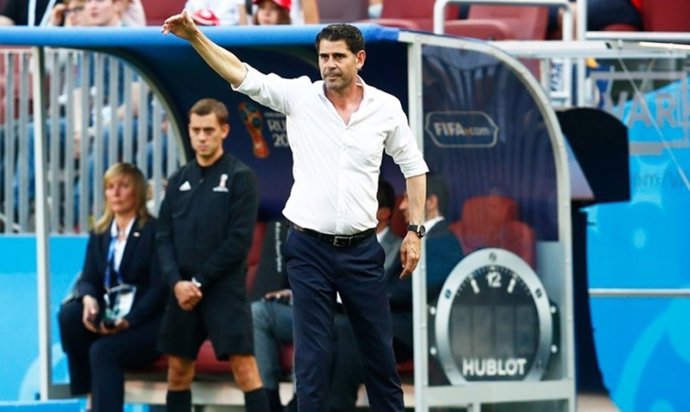 Fernando Hierro, en el partido ante Rusia