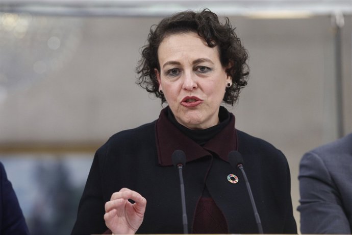 Magdalena Valerio, a la presentació de l'Acord d'Autònoms
