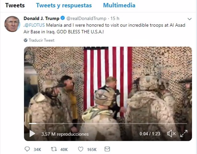 Captura del vídeo difundido por Trump en su cuenta de Twitter