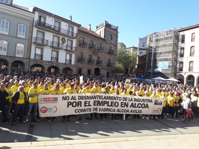 Manifestación trabajadores Alcoa Avilés