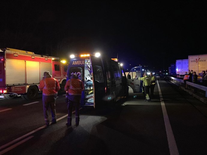 Imagen del accidente en la N-121-A en el que ha fallecido una persona