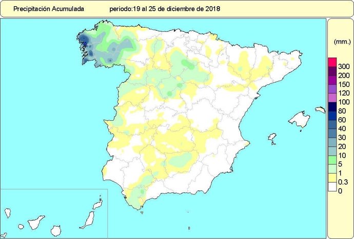 Las lluvias acumuladas del 19 al 25 de diciembre