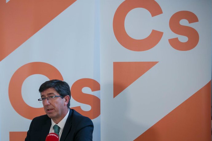 El líder andaluz de Cs, Juan Marín, durante la entrevista con Europa Press