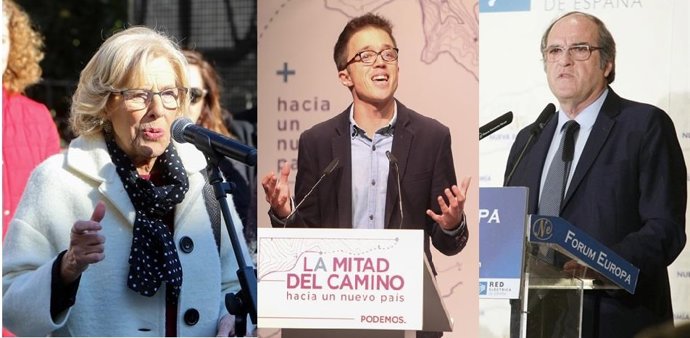 Montaje de Manuela Carmena, Íñigo Errejón y Ángel Gabilondo