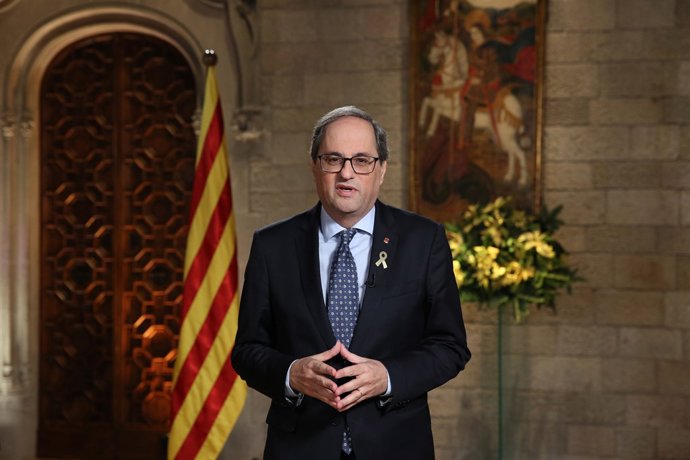 El president de la Generalitat, Quim Torra, en el discurs de finalització d'any