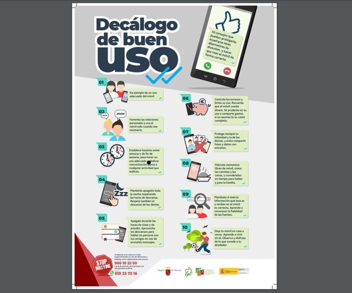 Imagen del decálogo de buen uso del móvil