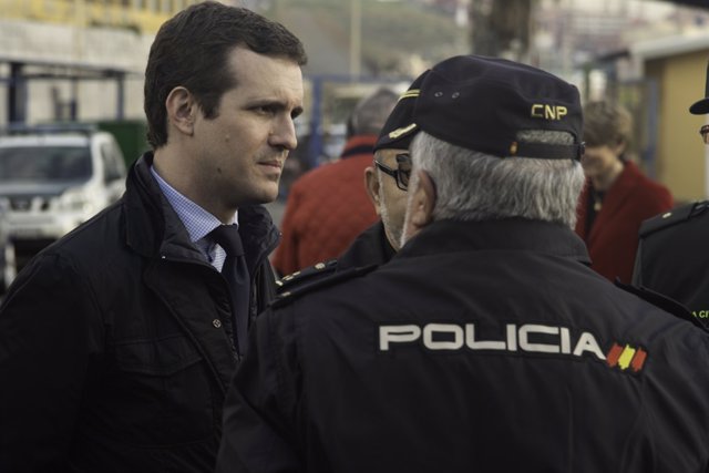 El presidente del PP, Pablo Casado,  visita la frontera del Tarajal en Ceuta
