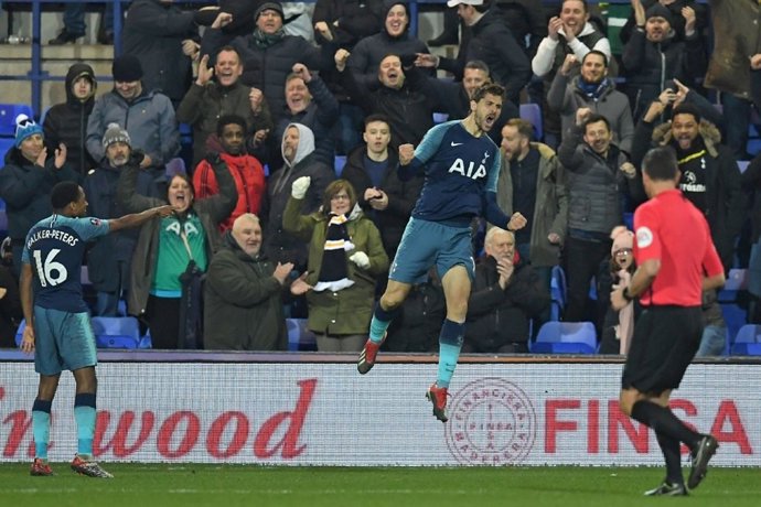 Fernando Llorente celebra un gol con el Tottenham Hotspur