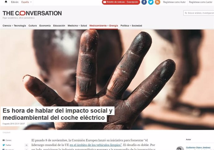 Una imagen de la portada de 'The Conversation-España'
