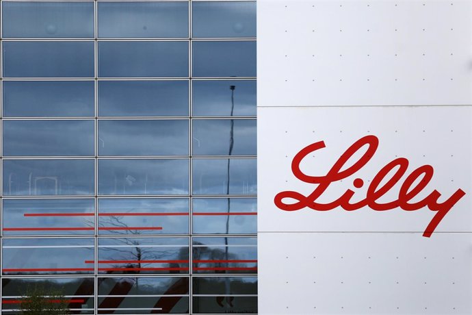 The logo of Lilly is seen on a wall of the Lilly France company unit, part of th