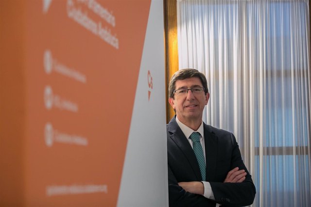 El líder andaluz de Cs, Juan Marín, durante la entrevista con Europa Press.