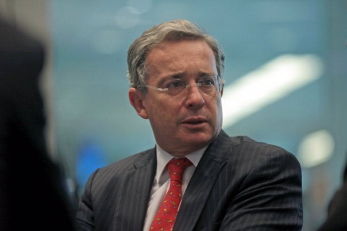 Alvaro Uribe, former president of Colombia, speaks during an interview in New Yo