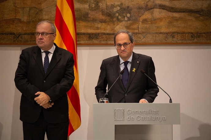 El matemático Manel Sanrom y el presidente de la Generalitat, Quim Torra
