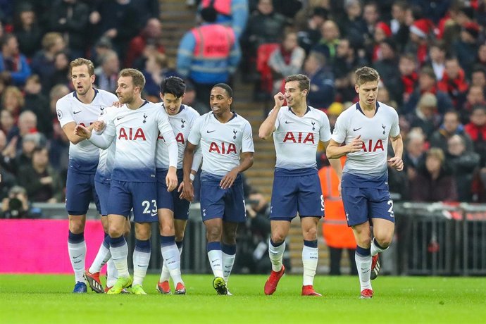 El Tottenham celebra un gol en Wembley